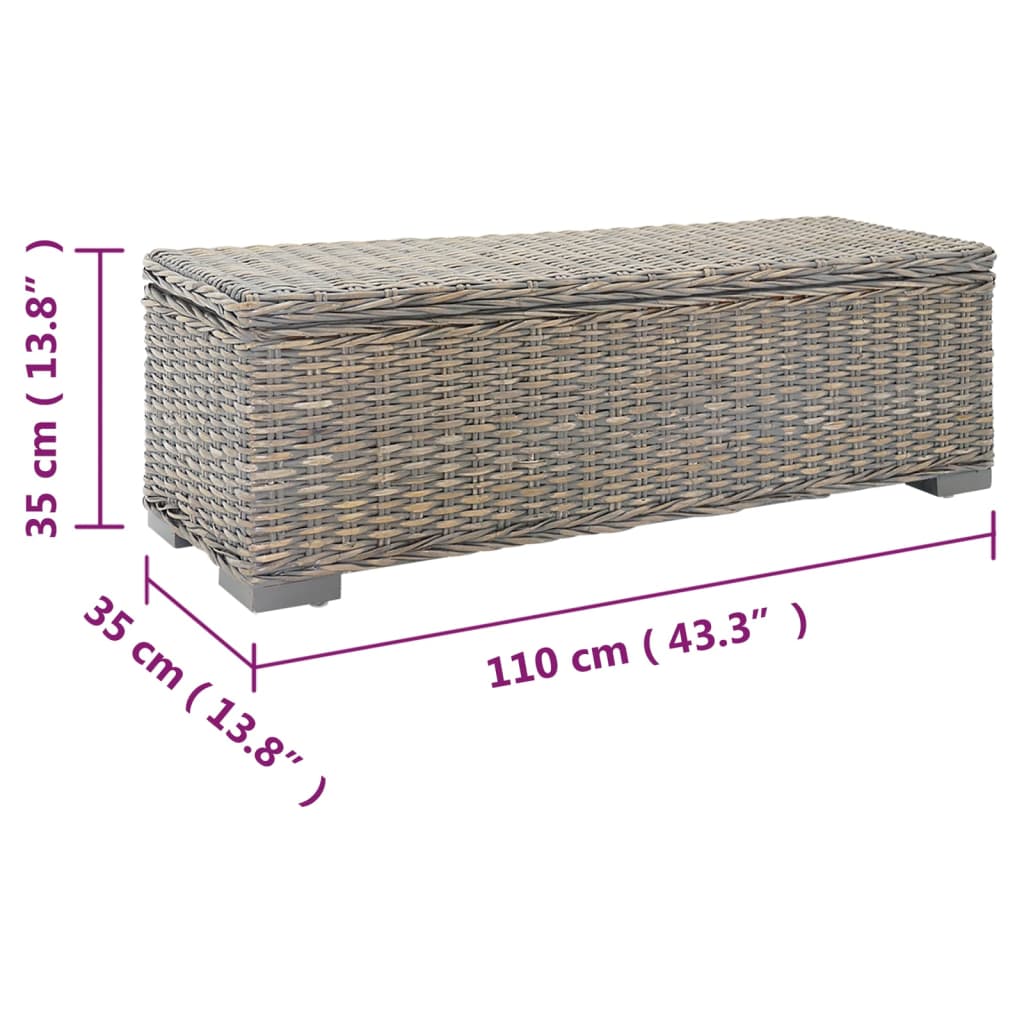 Caixa arrumação 110 cm vime kubu natural/mogno maciça cinza