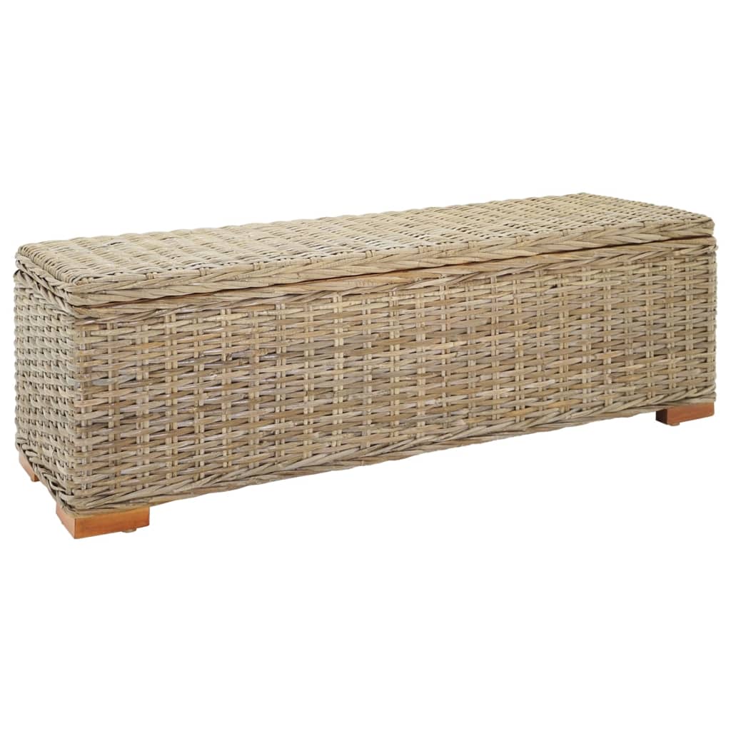 Caixa de arrumação 110 cm vime kubu natural/mogno maciça