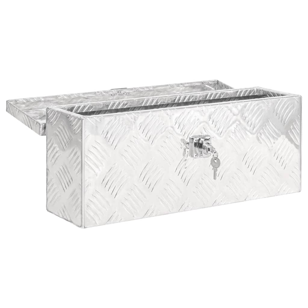 Caixa de arrumação 50x15x20,5 cm alumínio prateado