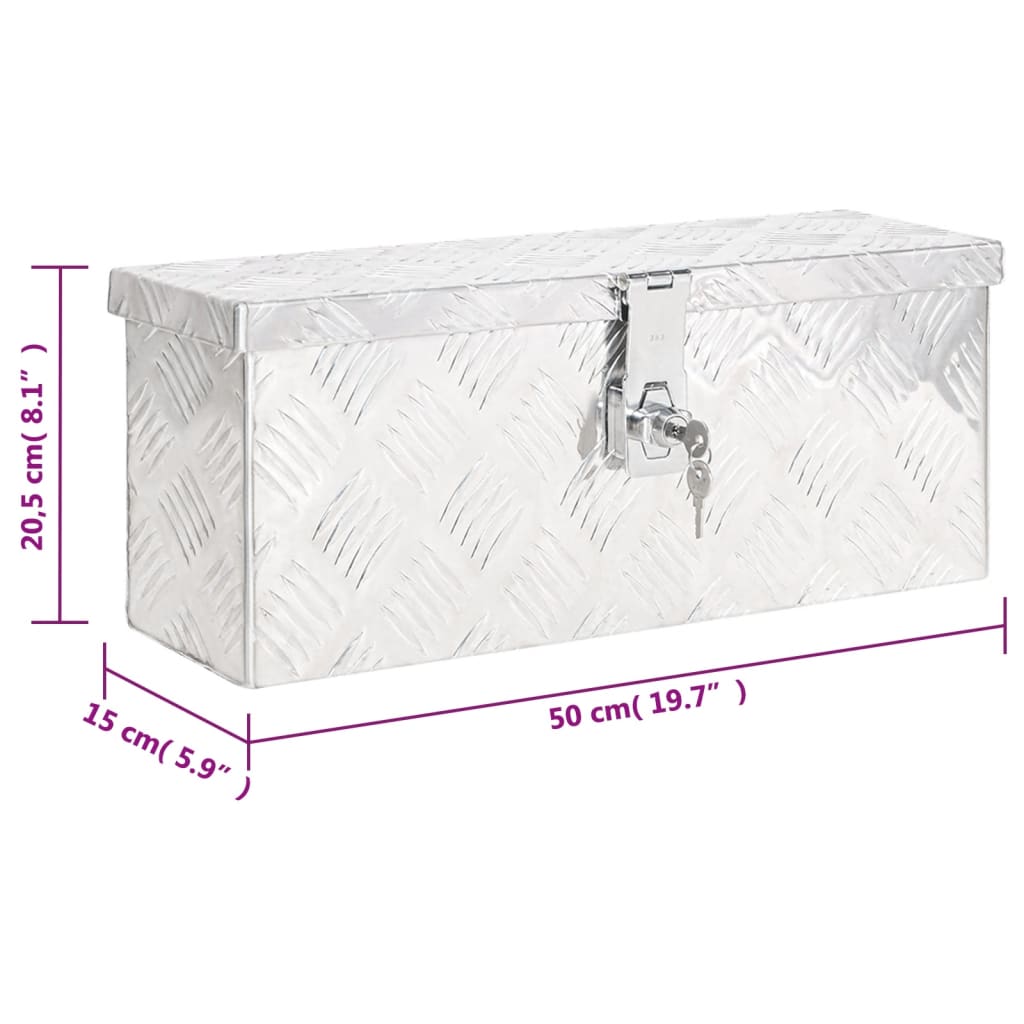 Caixa de arrumação 50x15x20,5 cm alumínio prateado