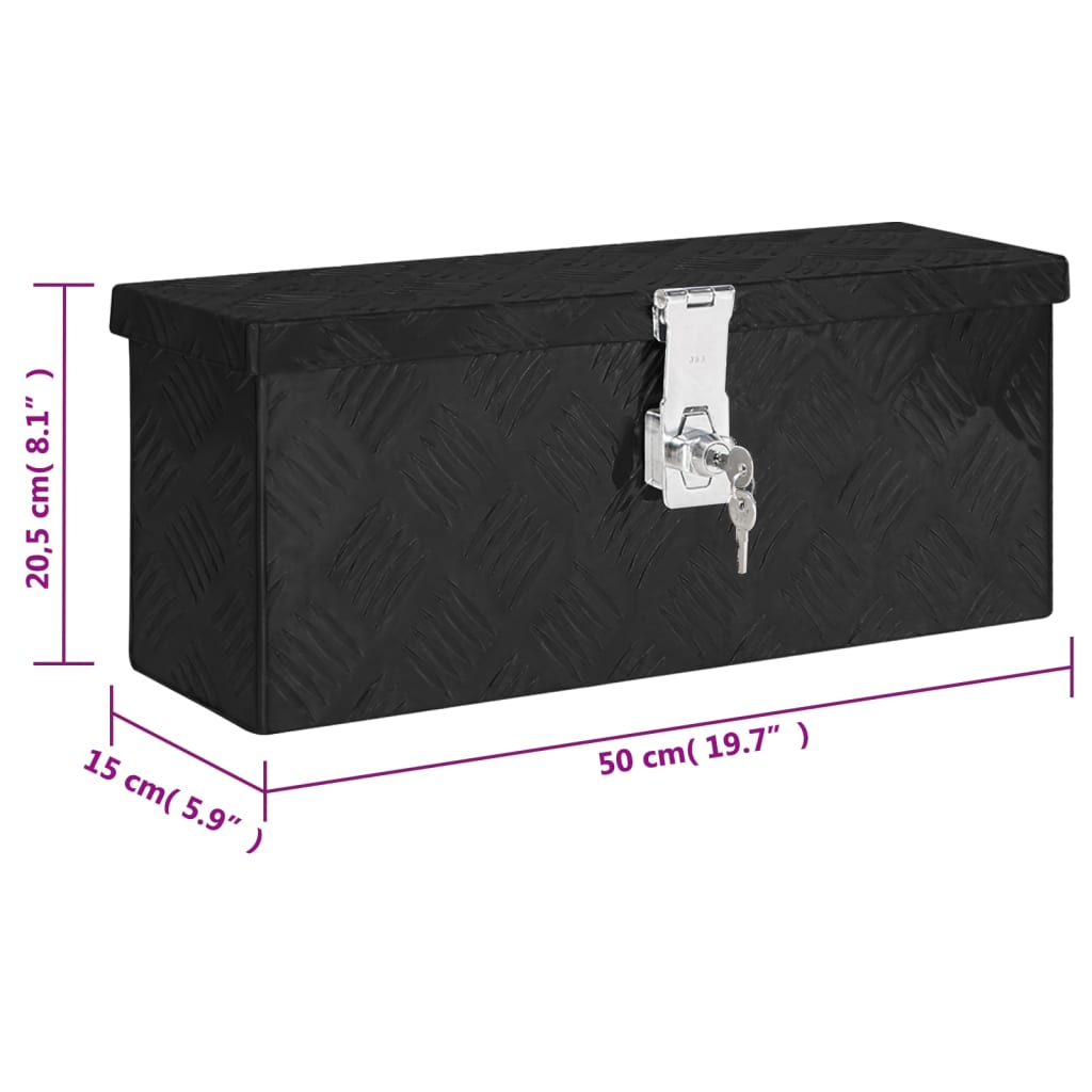 Caixa de arrumação 50x15x20,5 cm alumínio preto