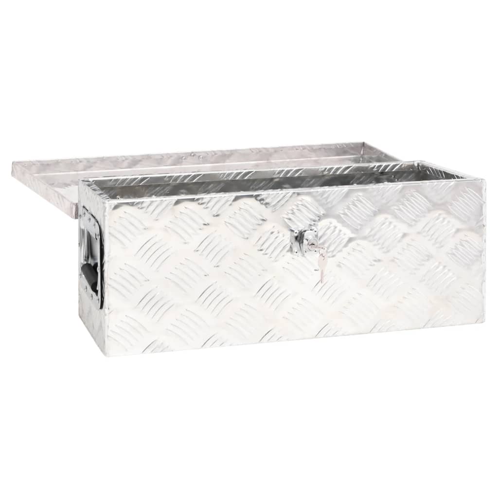 Caixa de arrumação 60x23,5x23 cm alumínio prateado