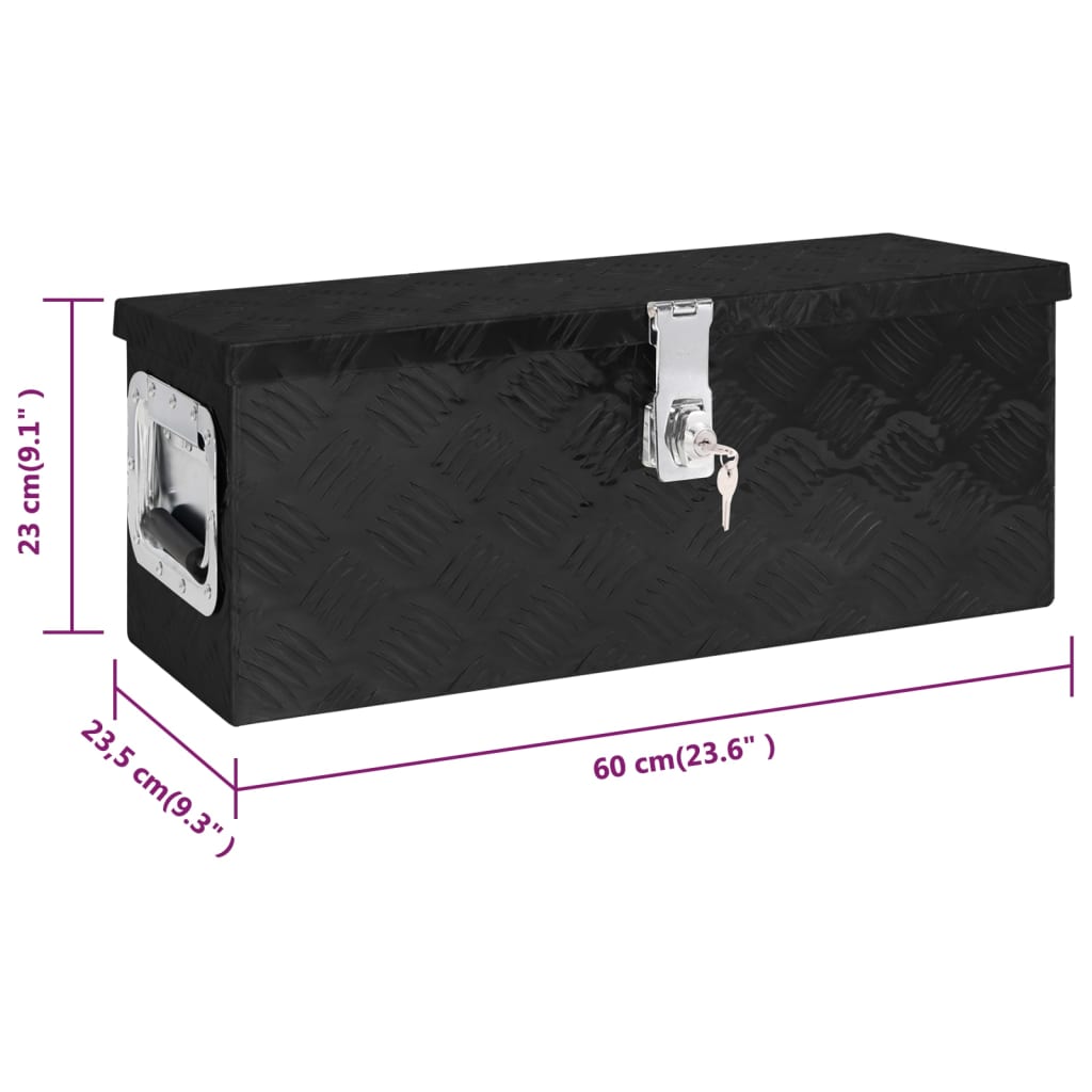 Caixa de arrumação 60x23,5x23 cm alumínio preto