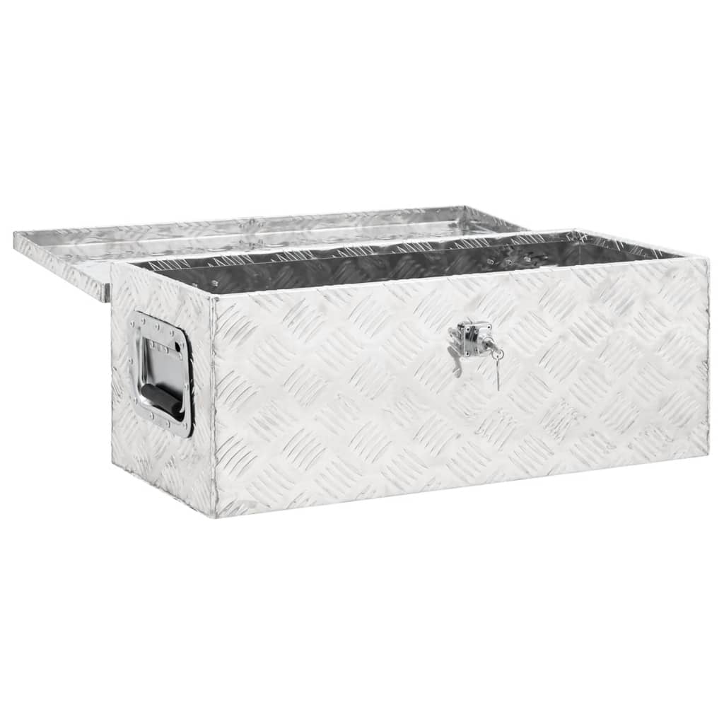 Caixa de arrumação 70x31x27 cm alumínio prateado