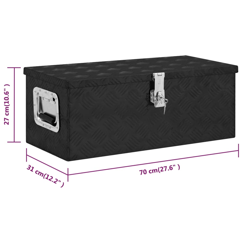 Caixa de arrumação 70x31x27 cm alumínio preto