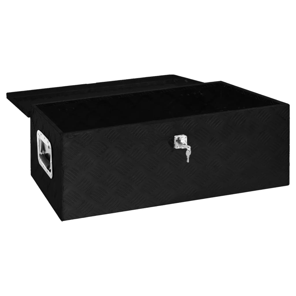 Caixa de arrumação 80x39x30 cm alumínio preto