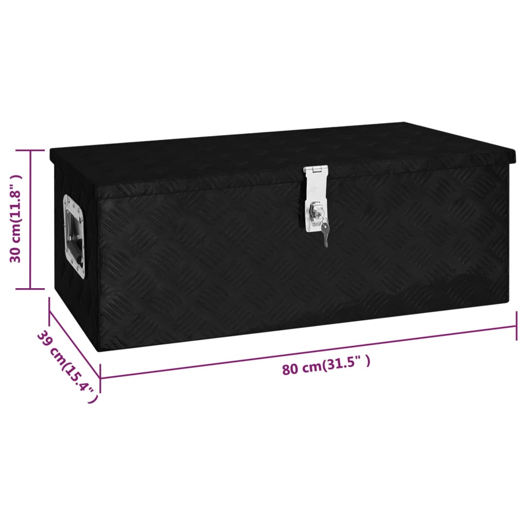 Caixa de arrumação 80x39x30 cm alumínio preto