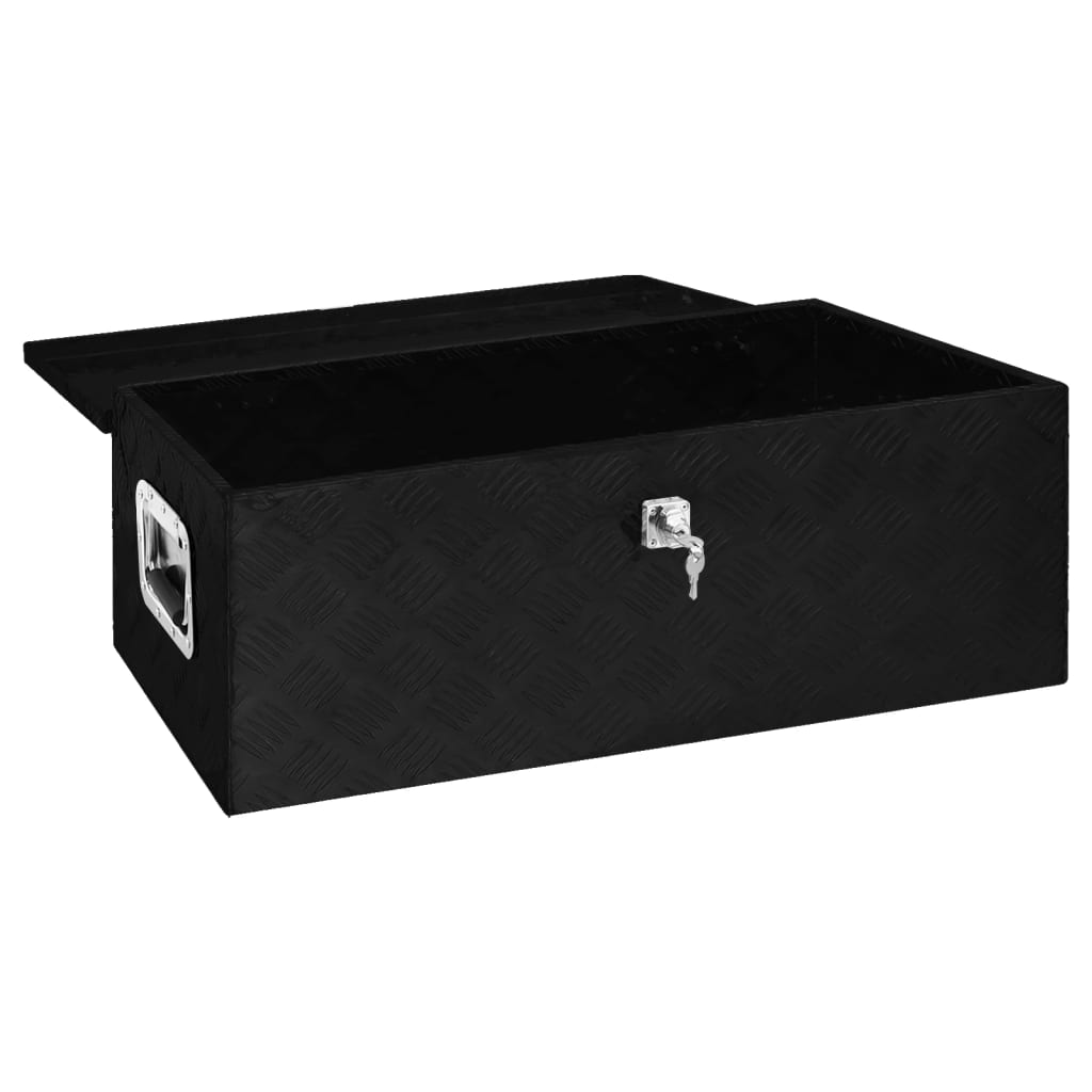 Caixa de arrumação 90x47x33,5 cm alumínio preto