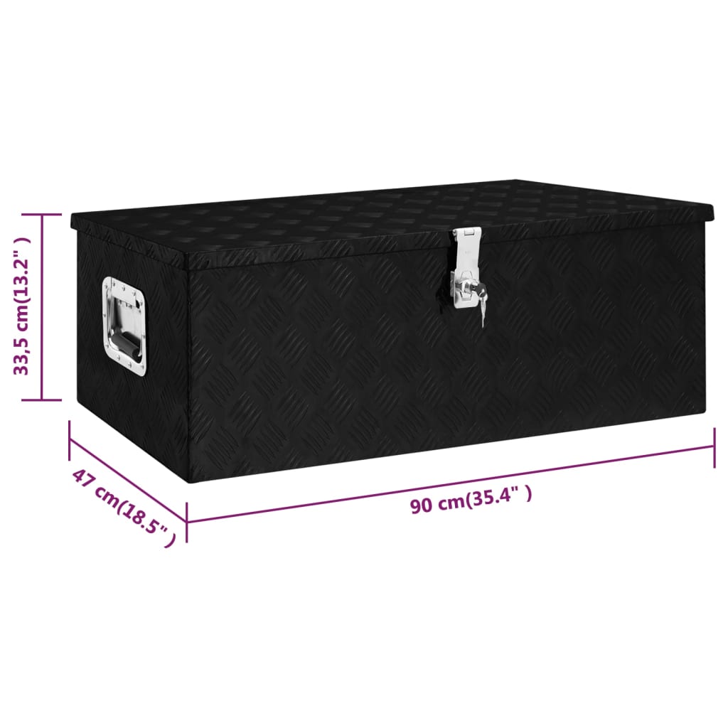 Caixa de arrumação 90x47x33,5 cm alumínio preto