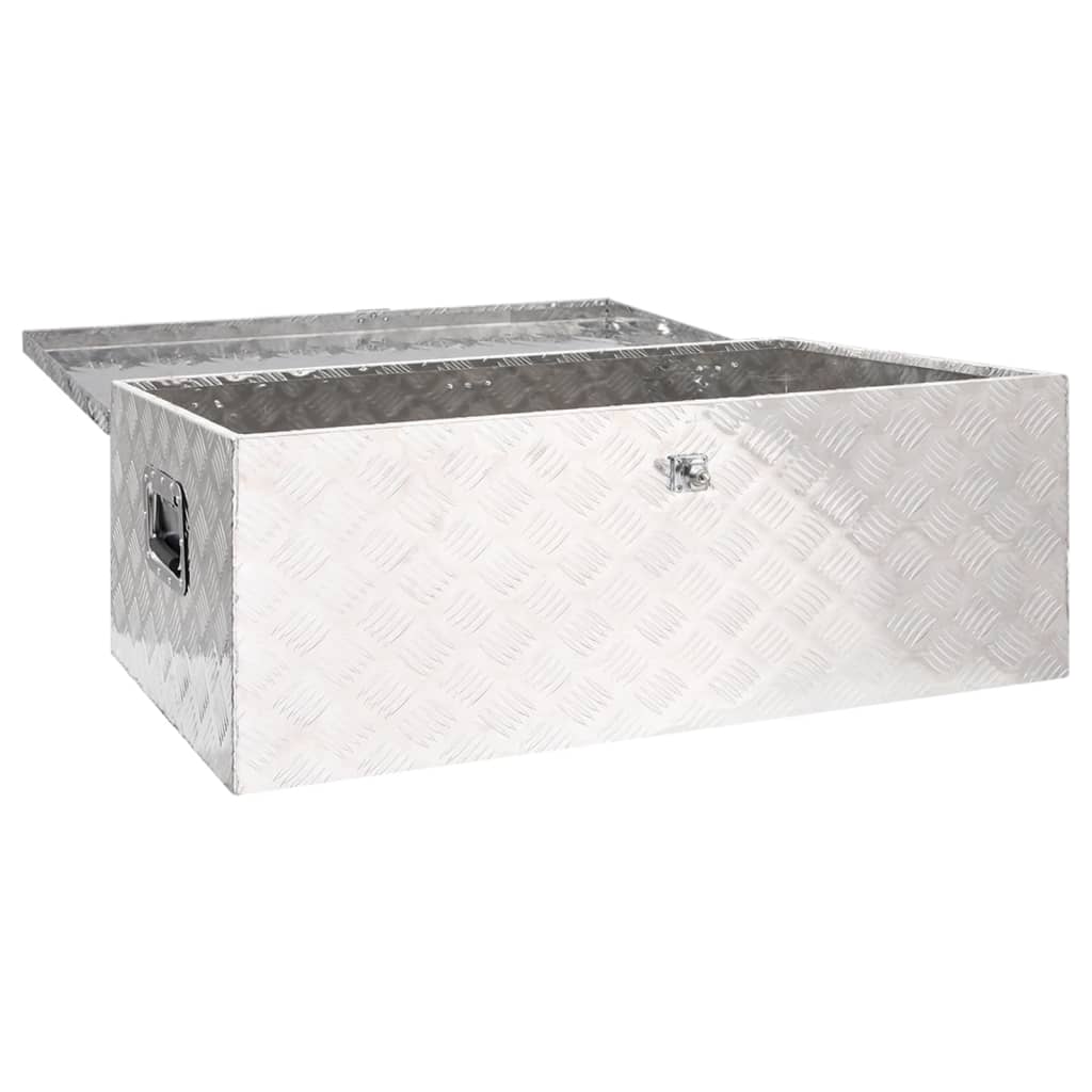 Caixa de arrumação 100x55x37 cm alumínio prateado