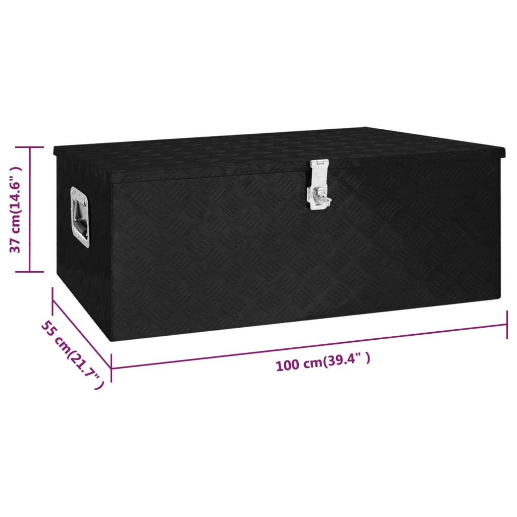 Caixa de arrumação 100x55x37 cm alumínio preto