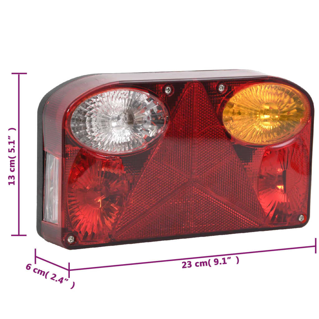 Farolins reboque 2 pcs 23x6x13 cm lâmpada clássica 12V vermelho