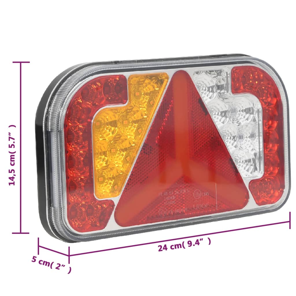 Farolins reboque 2 pcs 24x5x14,5 cm lâmpada LED 12V vermelho