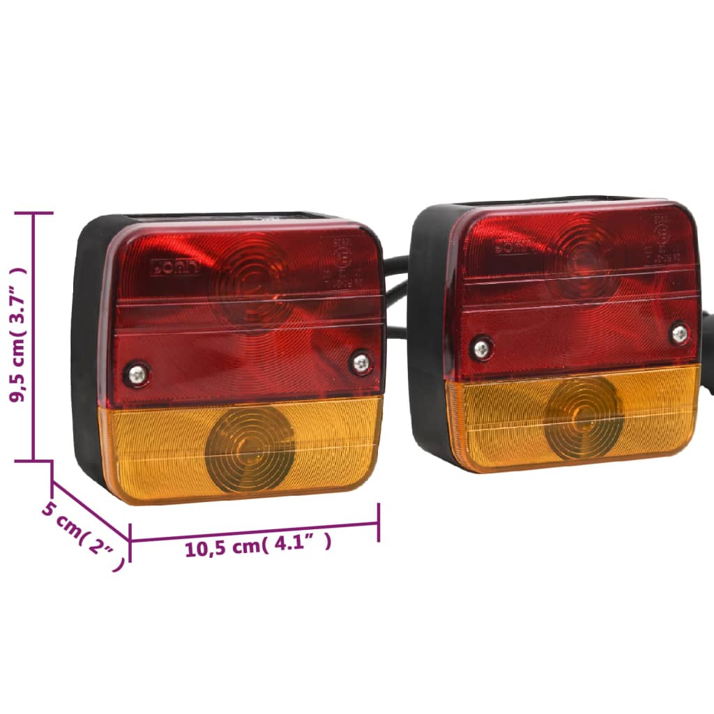 Farolins reboque 2 pcs 10,5x5x9,5 lâmpada clássica 12V vermelho