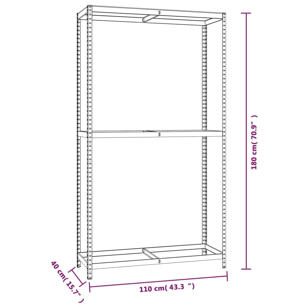 Prateleira para pneus de 2 níveis 110x40x180 cm aço prateado