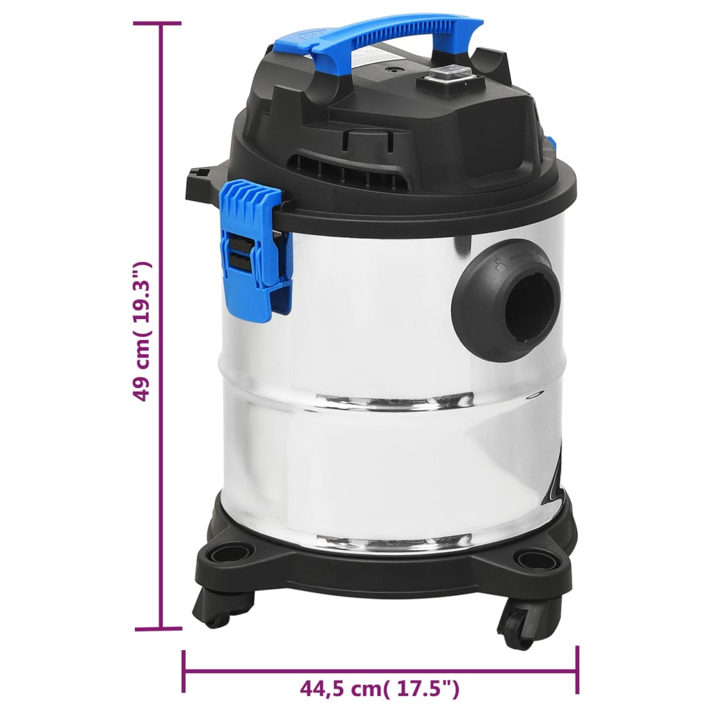 Aspirador húmido/seco 1200 W 20 L prateado