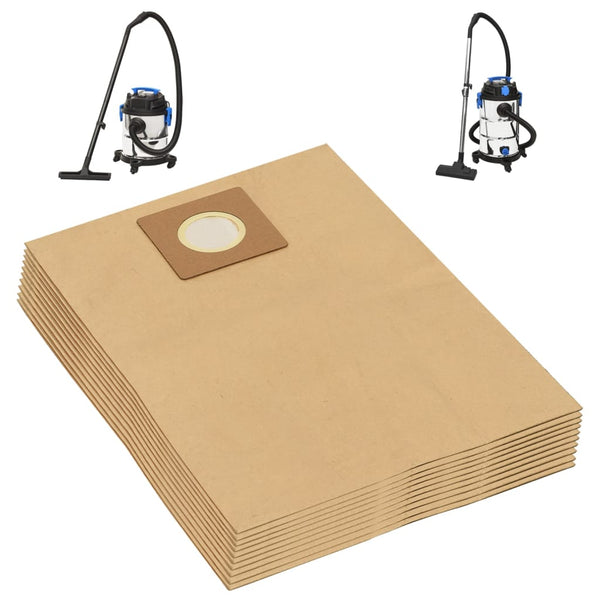Sacos de papel para aspirador a seco e húmido 10 pcs castanho