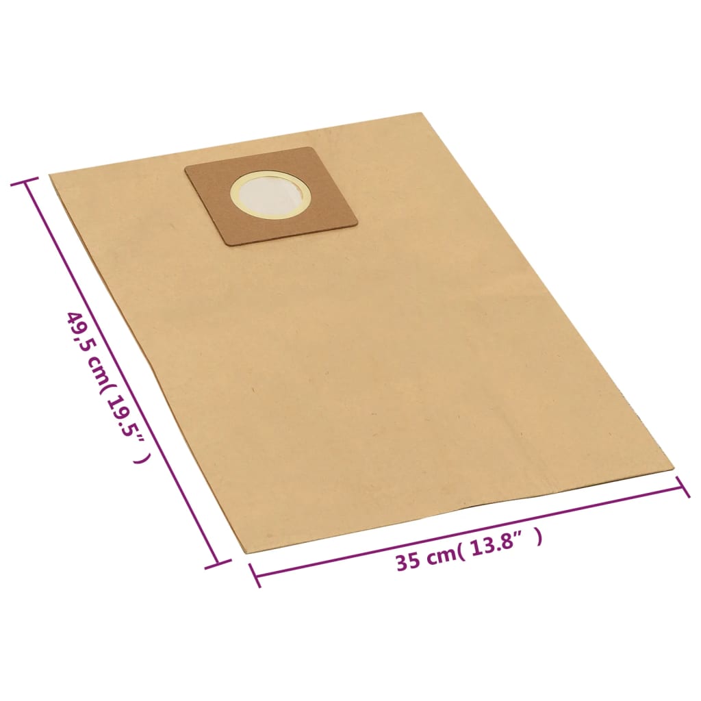 Sacos de papel para aspirador a seco e húmido 10 pcs castanho