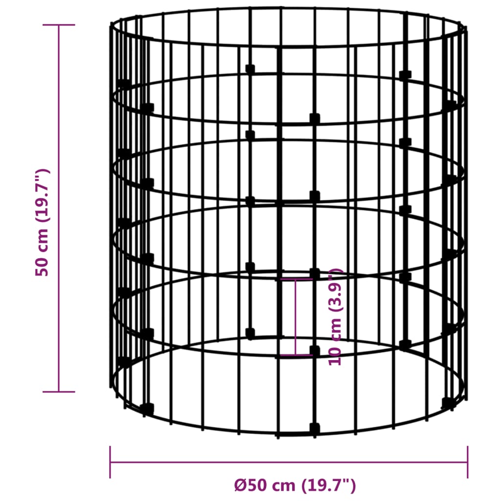 Compostor de jardim Ø50x50 cm aço galvanizado
