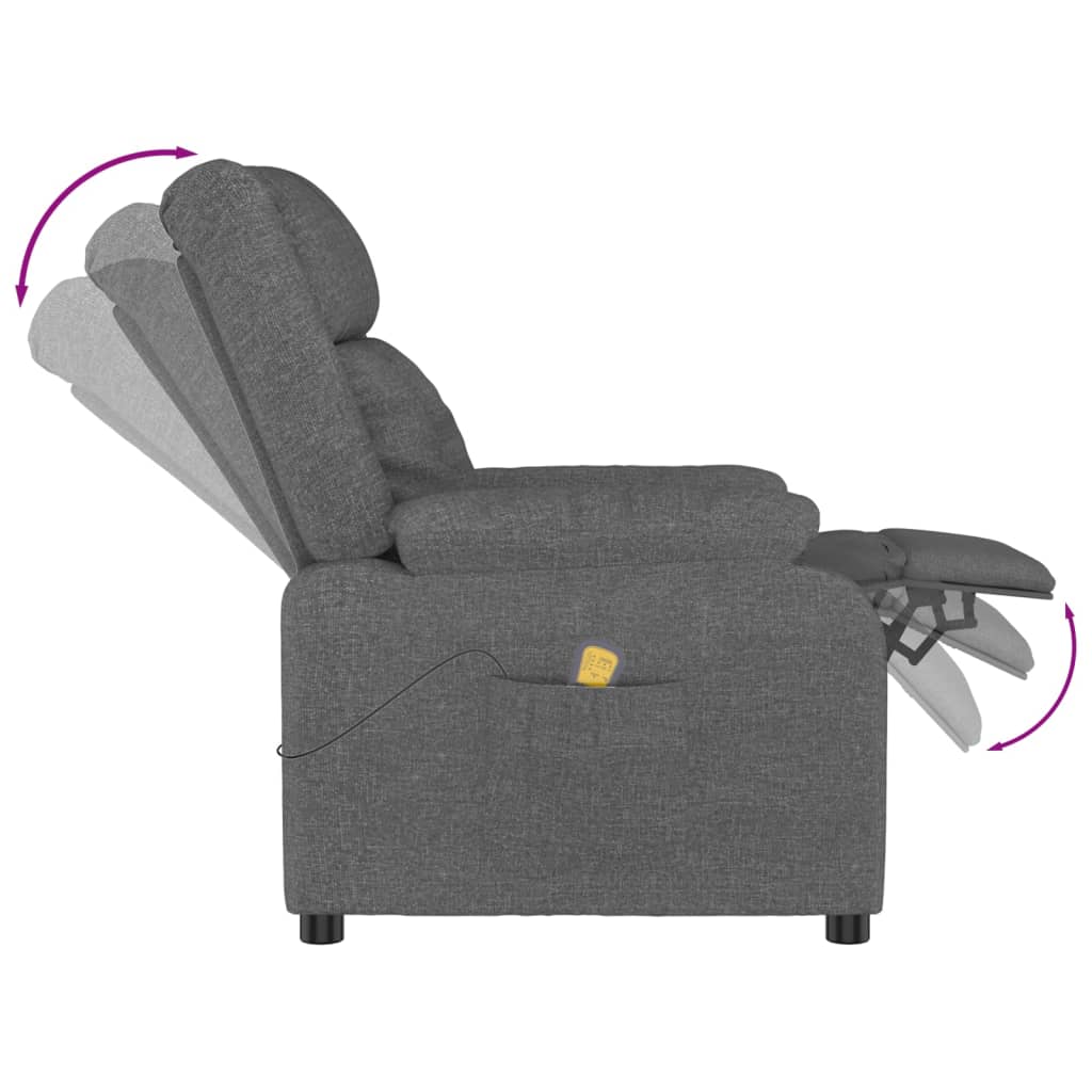 Poltrona de massagens tecido cinzento-escuro