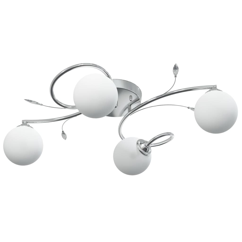 Candeeiro teto c/ abajures vidro redondos p/ 4 lâmpadas LED G9