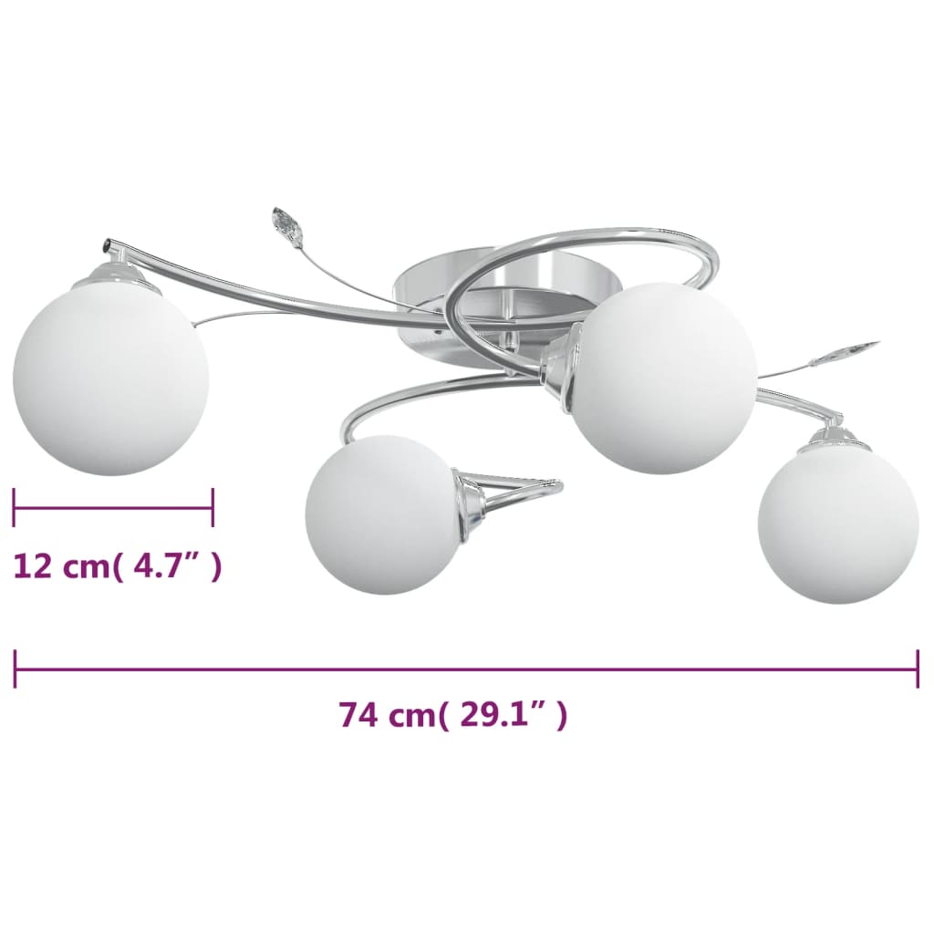 Candeeiro teto c/ abajures vidro redondos p/ 4 lâmpadas LED G9