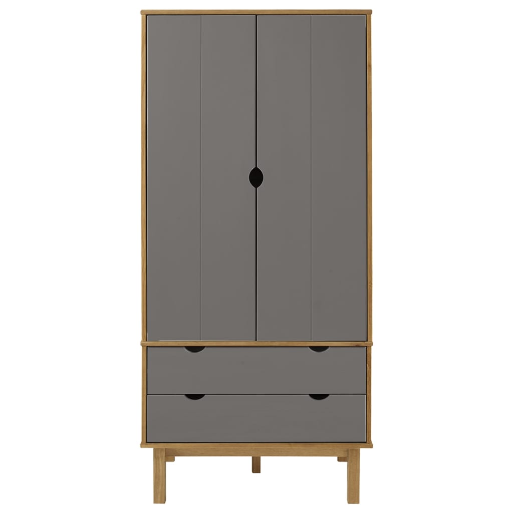 Roupeiro OTTA 76,5x53x172 cm pinho maciço castanho/cinza