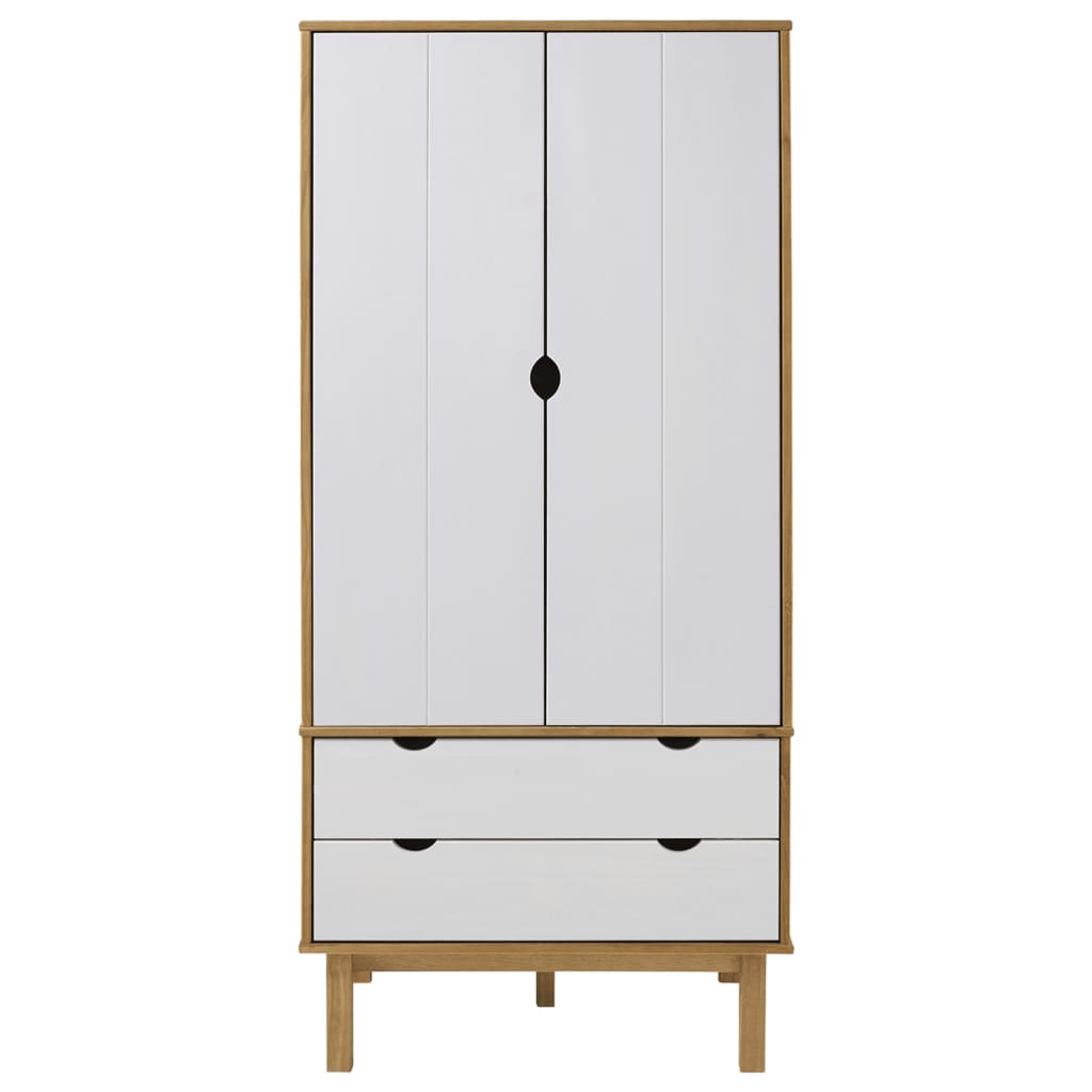 Roupeiro OTTA 76,5x53x172 cm pinho maciço castanho/branco