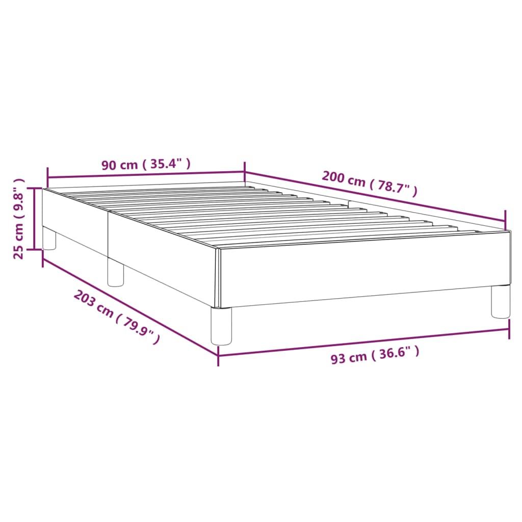 Estrutura de cama sem colchão 90x200 cm tecido cinzento-escuro