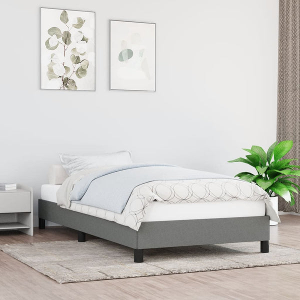 Estrutura de cama sem colchão 90x200 cm tecido cinzento-escuro
