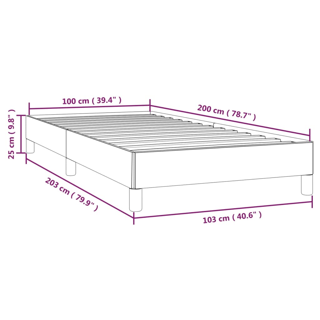 Estrutura de cama sem colchão 100x200 cm tecido cinzento-escuro