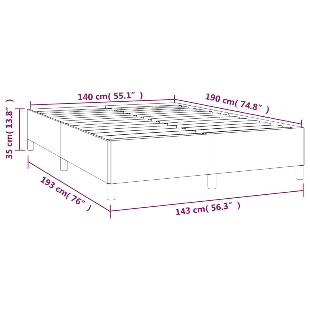 Estrutura de cama sem colchão 140x190 cm tecido preto