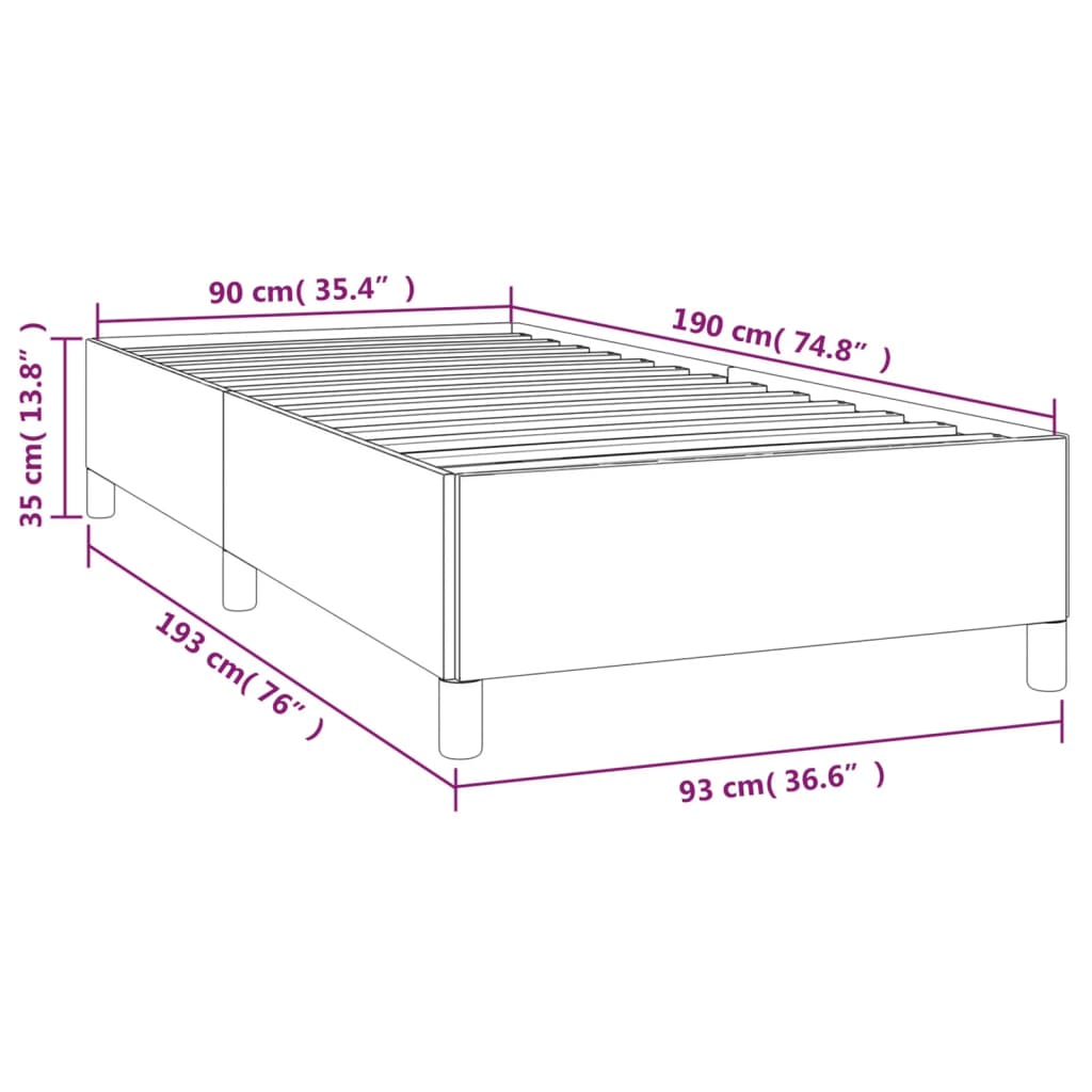 Estrutura de cama sem colchão 90x190 cm veludo cinzento-claro