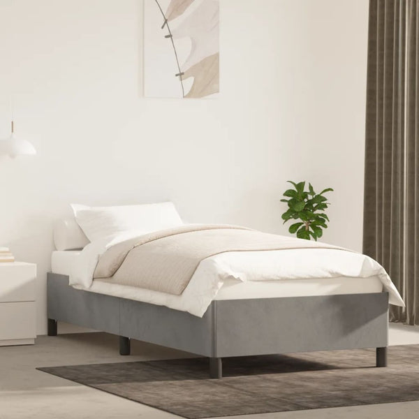 Estrutura de cama sem colchão 90x190 cm veludo cinzento-claro