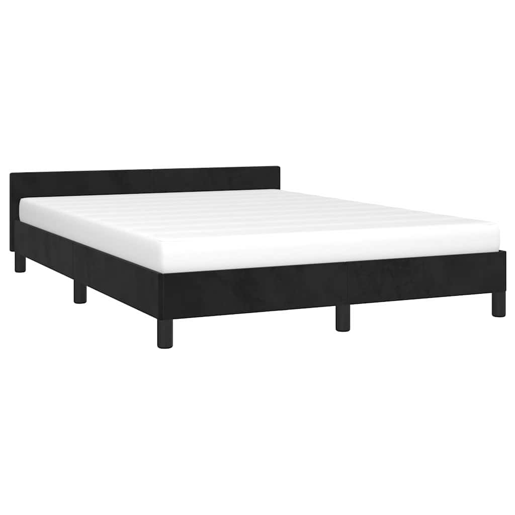 Estrutura de cama sem colchão 140x190 cm veludo preto