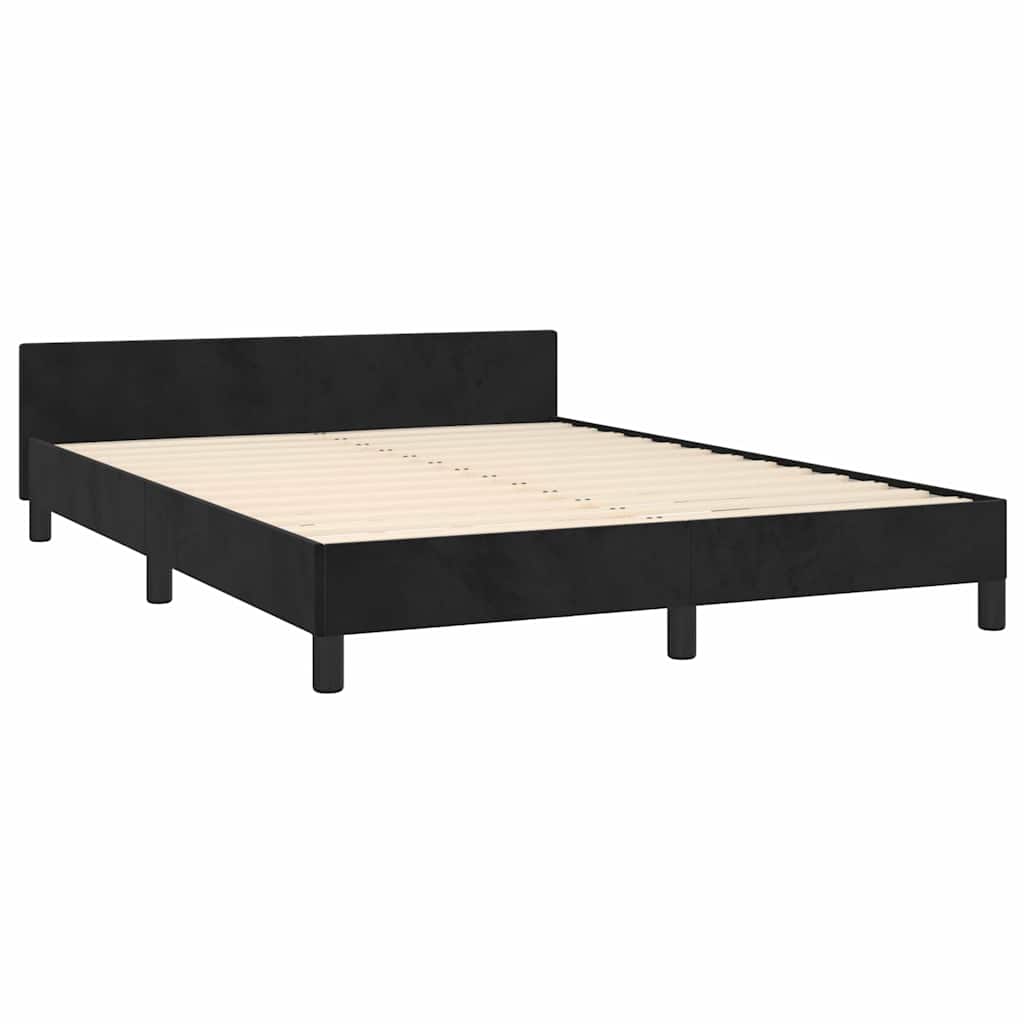 Estrutura de cama sem colchão 140x190 cm veludo preto