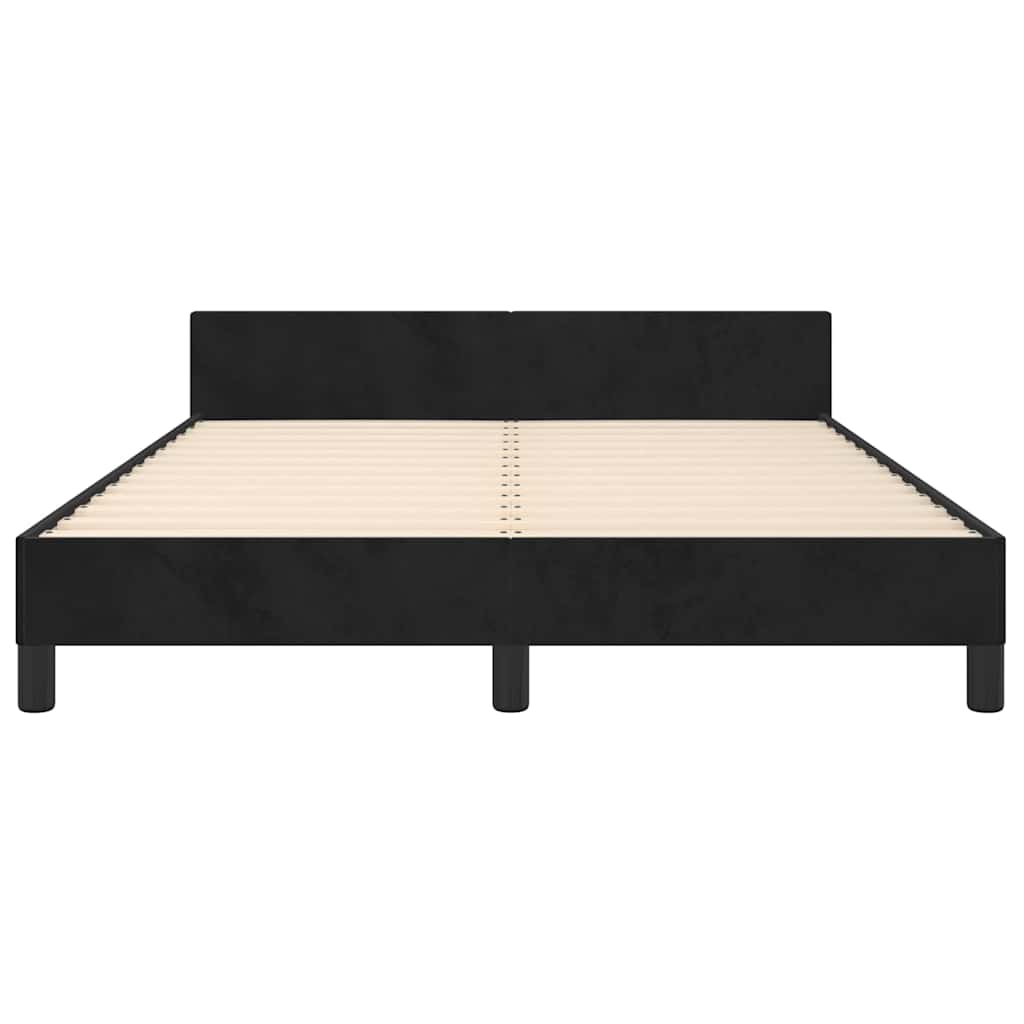 Estrutura de cama sem colchão 140x190 cm veludo preto