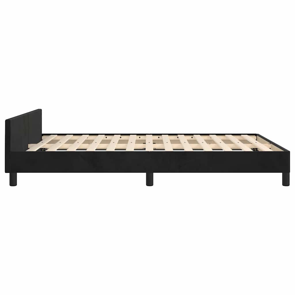 Estrutura de cama sem colchão 140x190 cm veludo preto