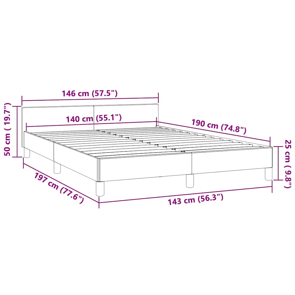 Estrutura de cama sem colchão 140x190 cm veludo preto