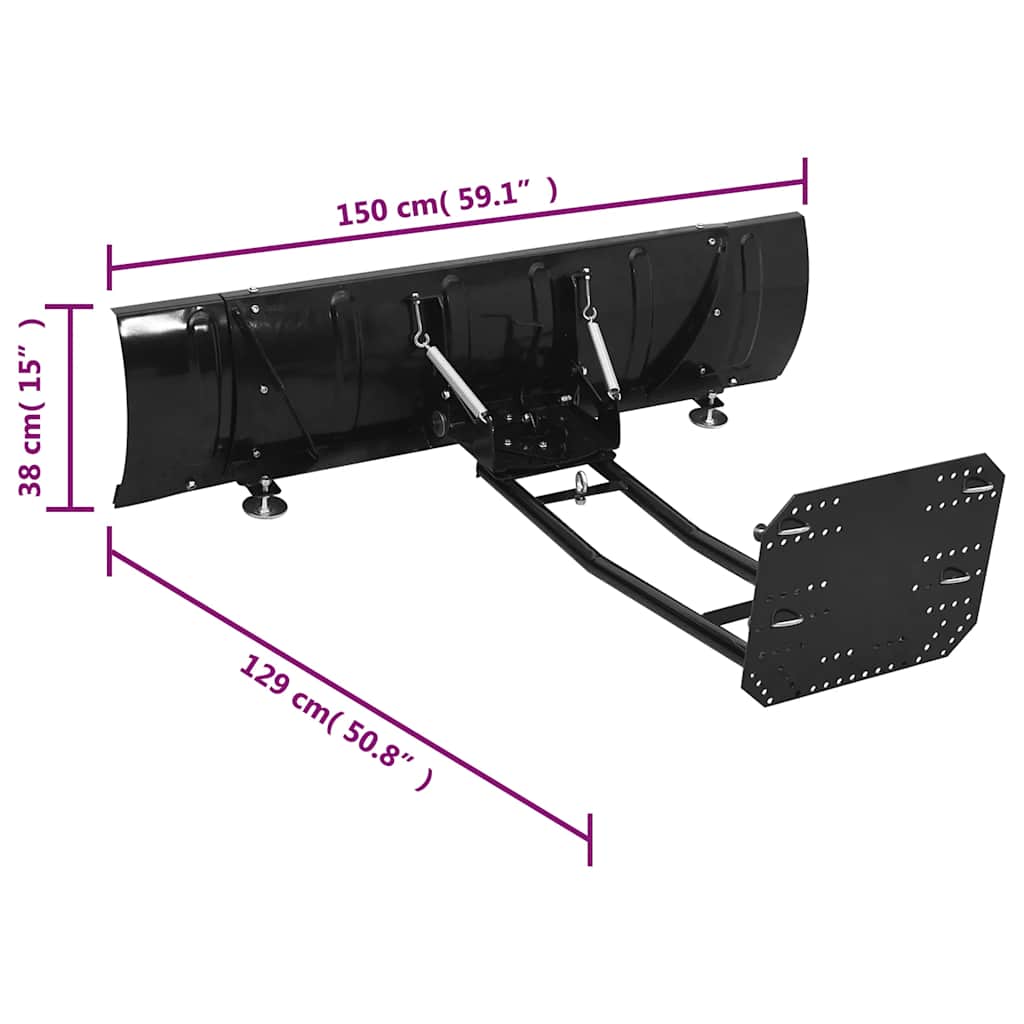 Limpa-neves para ATV 150x38 cm preto