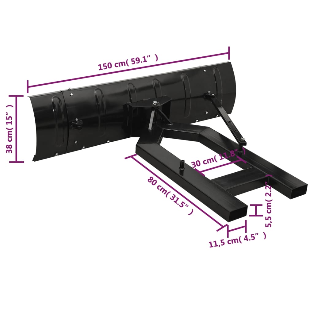 Limpa-neves para empilhador 150x38 cm preto