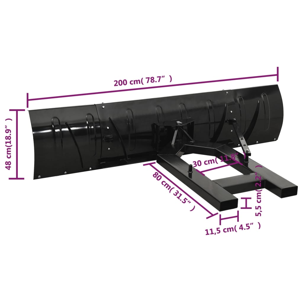 Limpa-neves para empilhador 200x48 cm preto