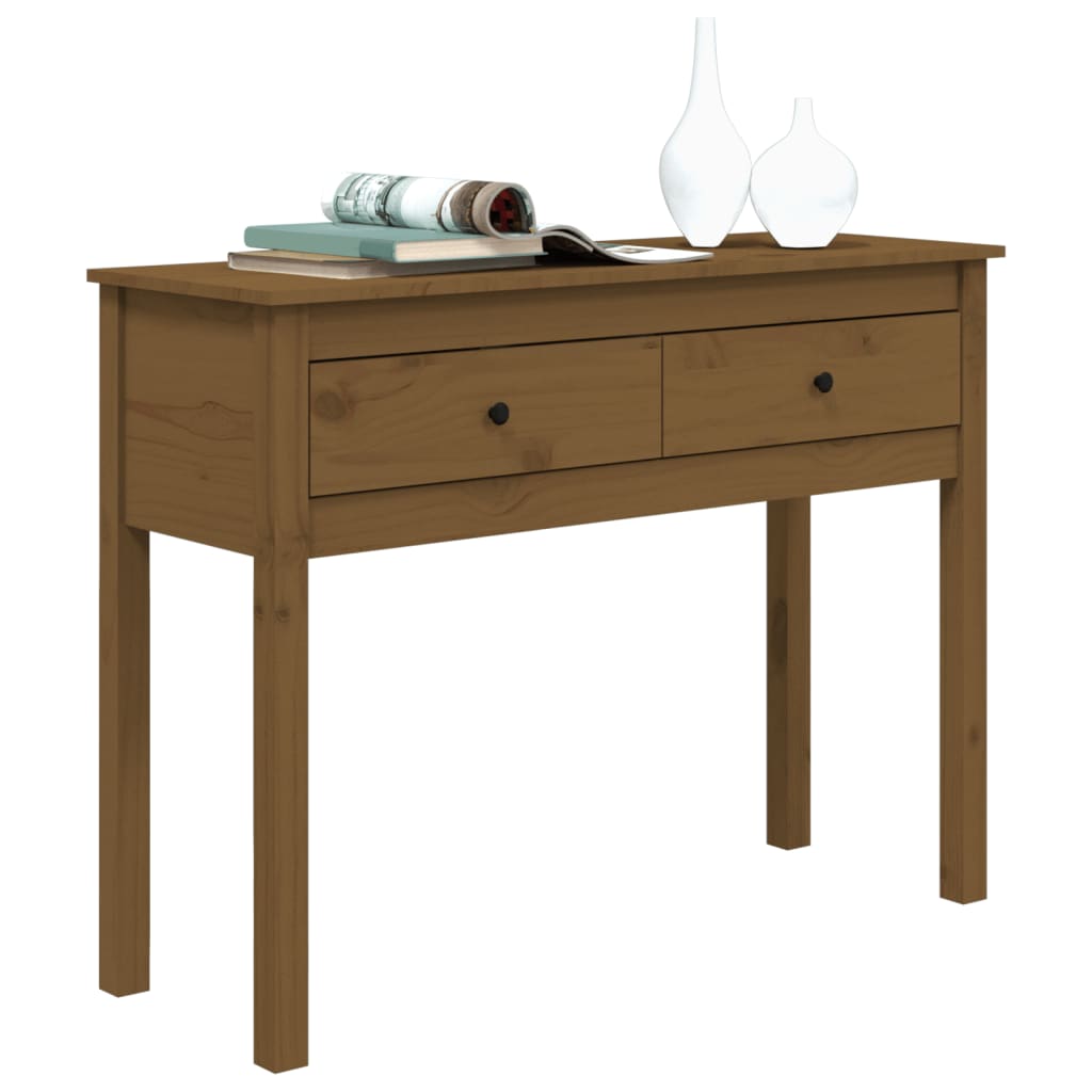 Mesa consola 100x35x75 cm madeira de pinho maciça castanho mel