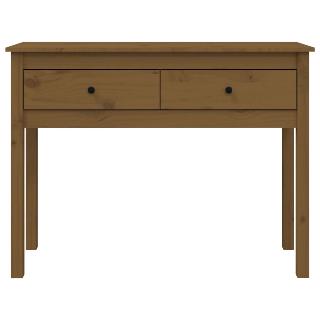 Mesa consola 100x35x75 cm madeira de pinho maciça castanho mel