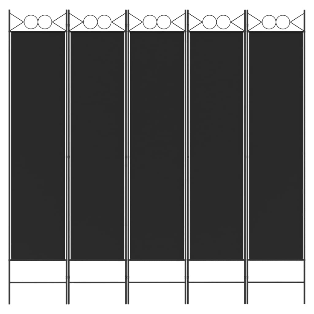 Divisória/biombo com 5 painéis 200x200 cm tecido preto