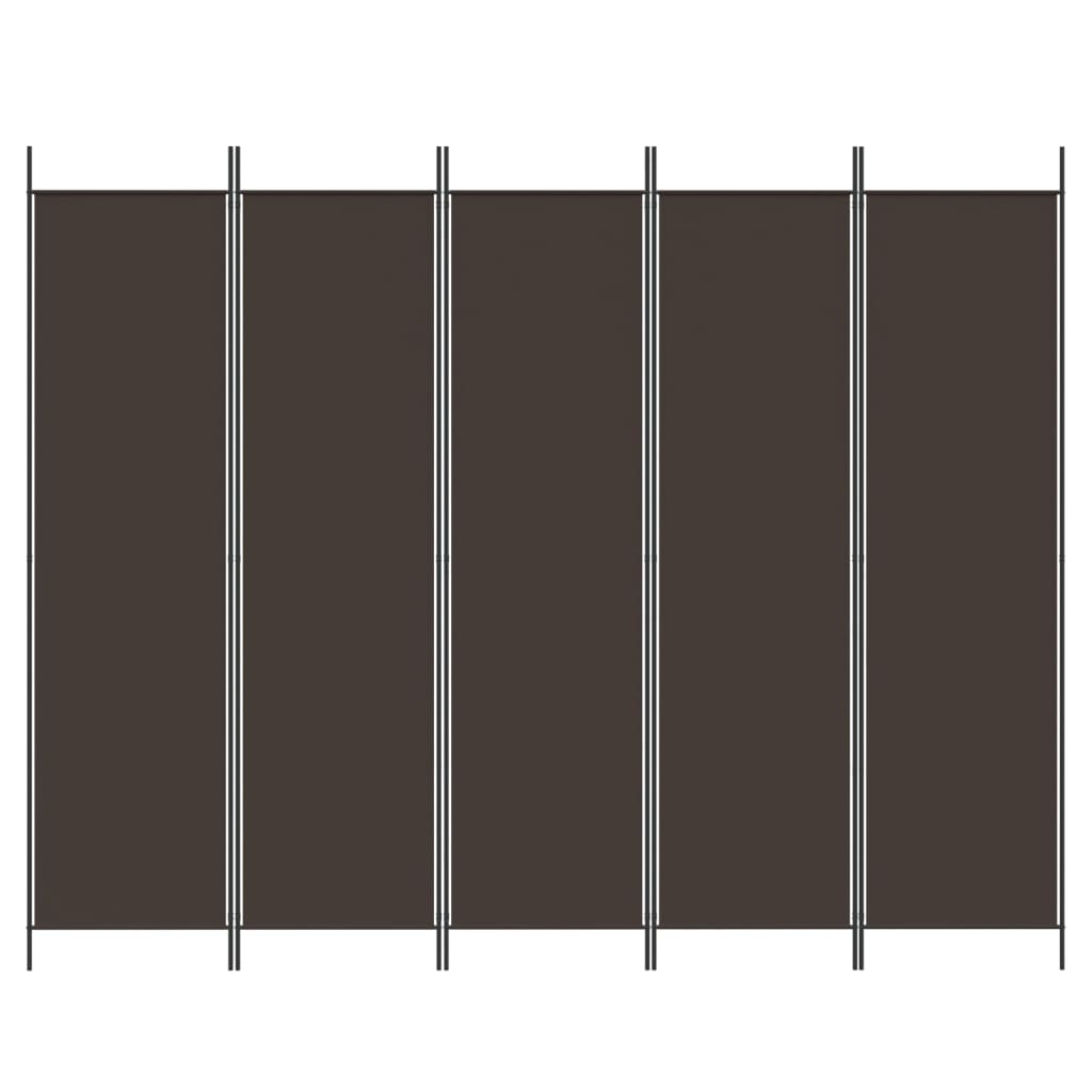 Biombo/divisória com 5 painéis 250x200 cm tecido castanho