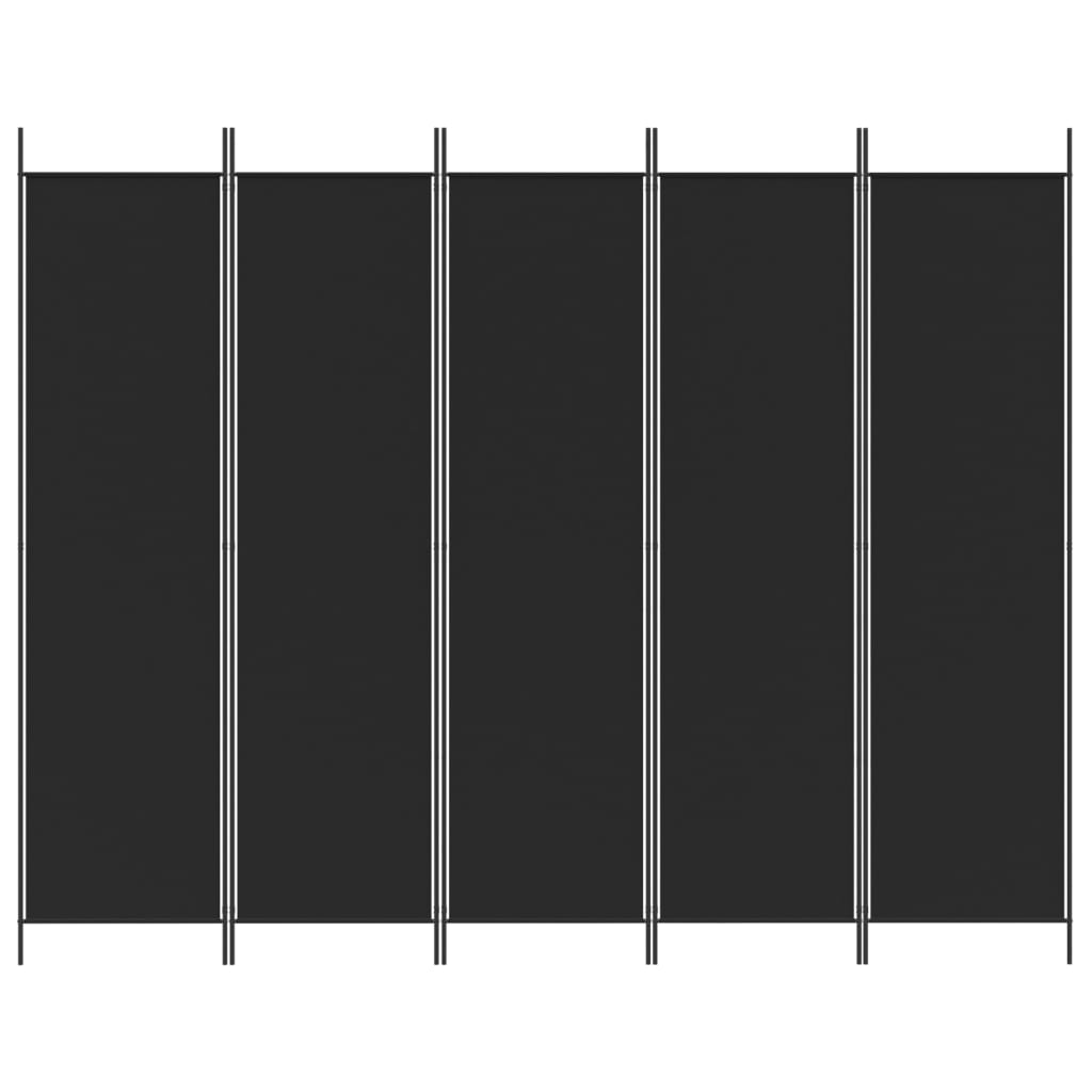 Divisória de quarto com 5 painéis 250x200 cm tecido preto