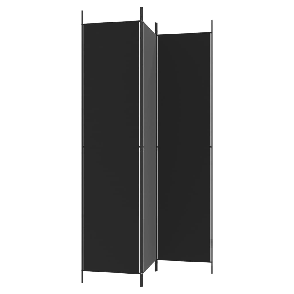 Biombo/divisória com 3 painéis 150x220 cm tecido preto