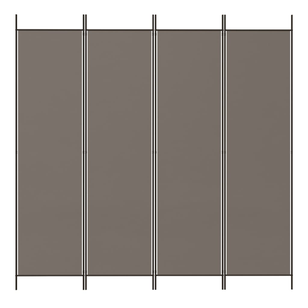 Biombo/divisória com 4 painéis 200x220 cm tecido antracite