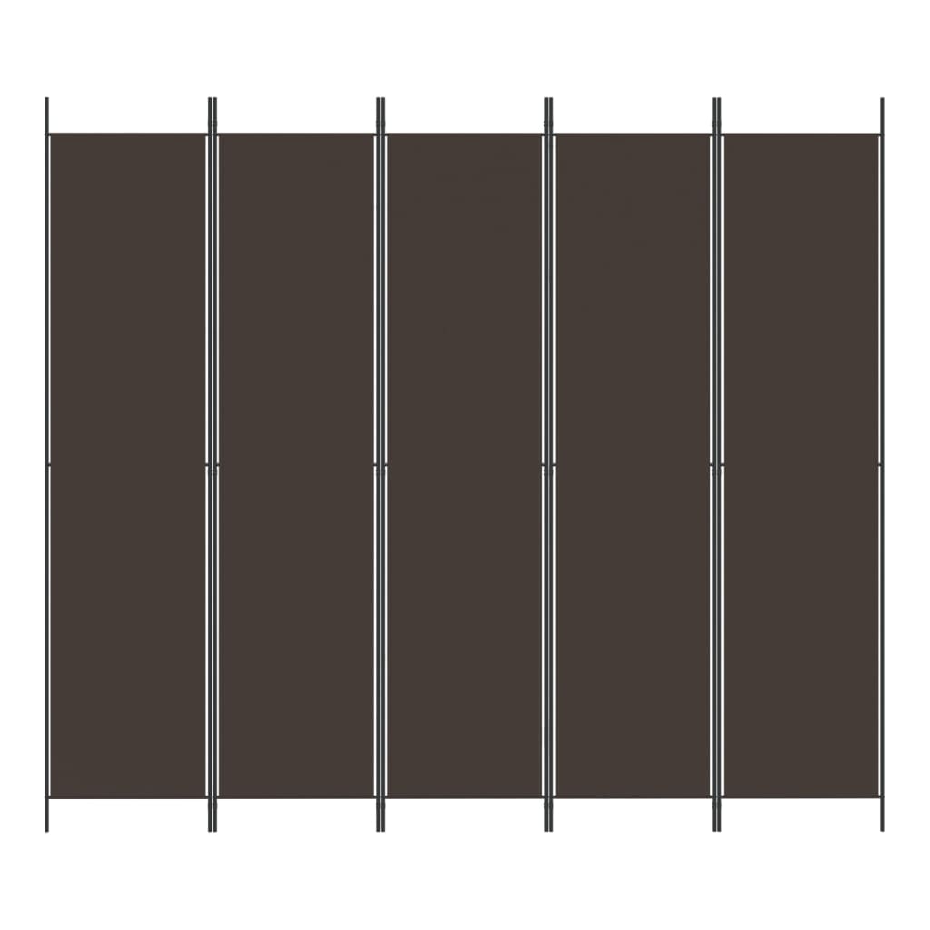 Biombo/divisória com 5 painéis 250x220 cm tecido castanho